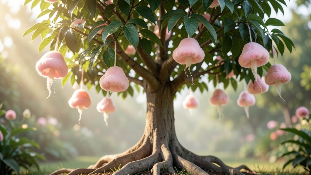 Pink Puffball Mushroom-Like Tree (Cotton Candy Tree)