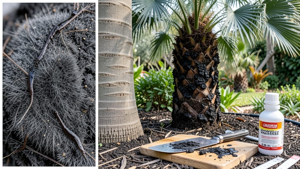 Black Fungus on Palm Tree Trunk: Fungal Blight Identification and Rescue Plan