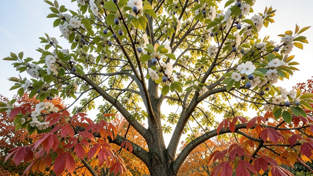 Amelanchier with Spring Blossoms and Fall Color