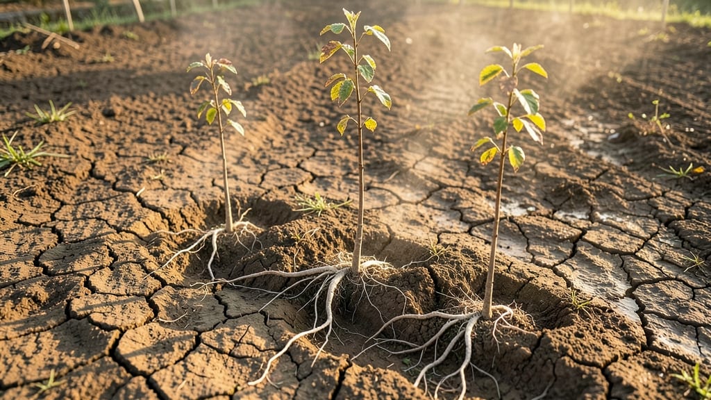 Three-Year-Old Trees in Clay Soil