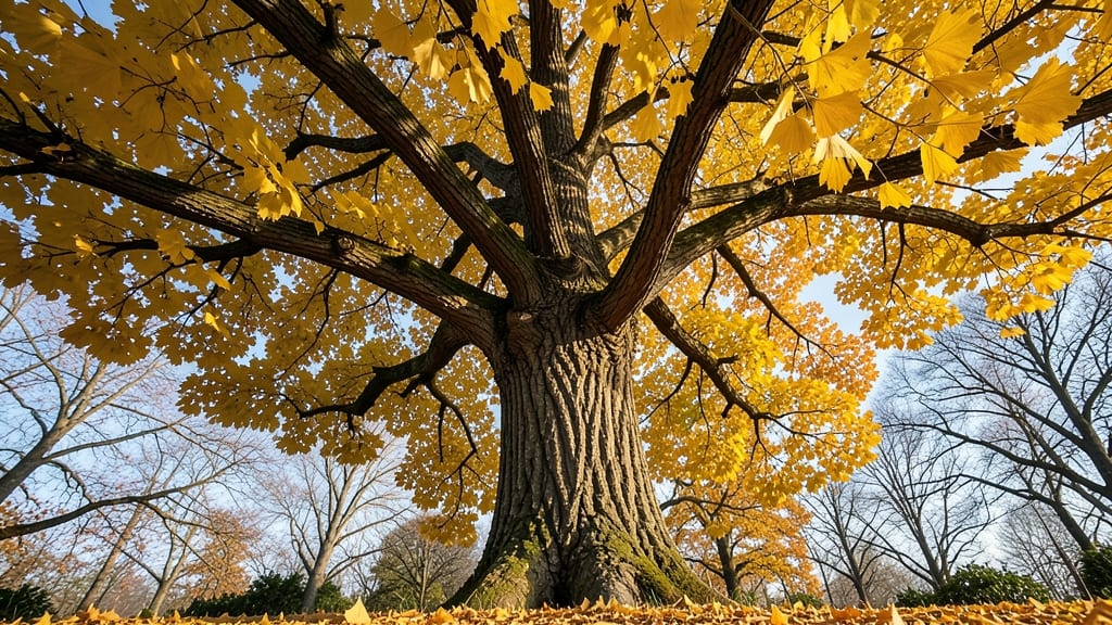 Ginkgo Biloba with Golden Autumn Leaves