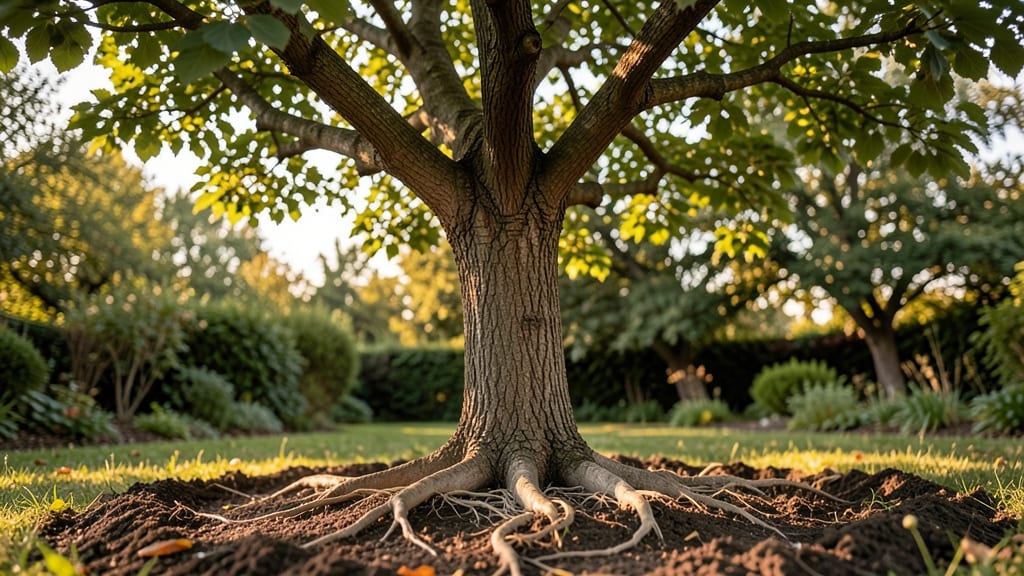 One-Year-Old Trees Establishing Roots