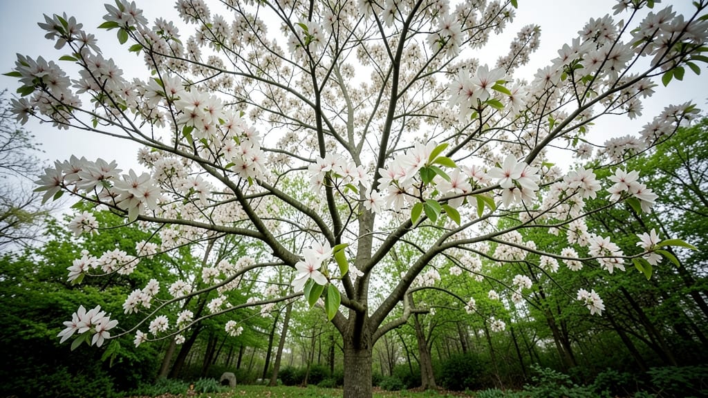 Dogwood Tree with White Spring Flowers
