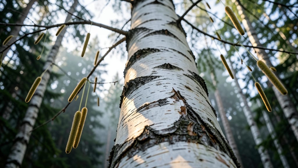Birch Papery Seed Pods with Exfoliating Bark
