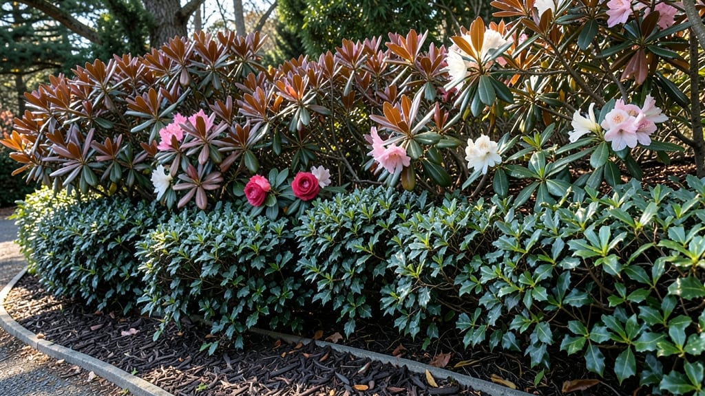 Mixed Evergreen and Flowering Berm