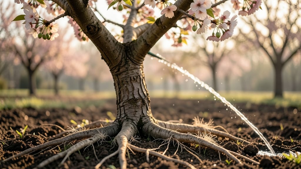 Young Fruit Trees During Blooming Season