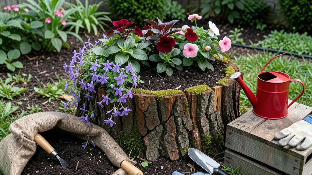 Planting Flowers in Tree Stumps: Vertical Garden Drama With Minimal Space