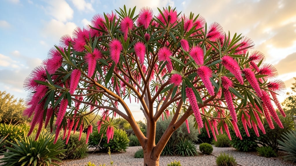 Pink Bottlebrush Tree for Hummingbird Gardens